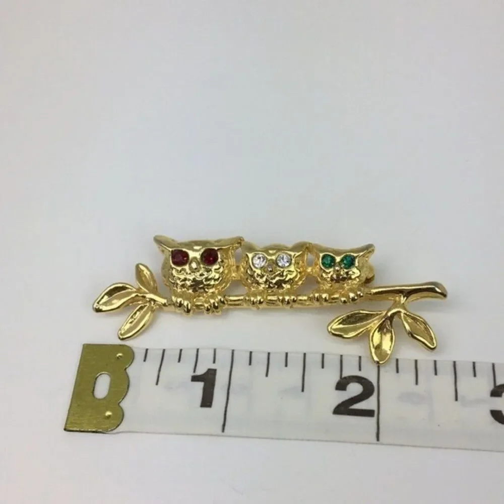 Vintage 1980s Owl Brooch Whimsical‎ Fairycore Cottage Grandmother Pin